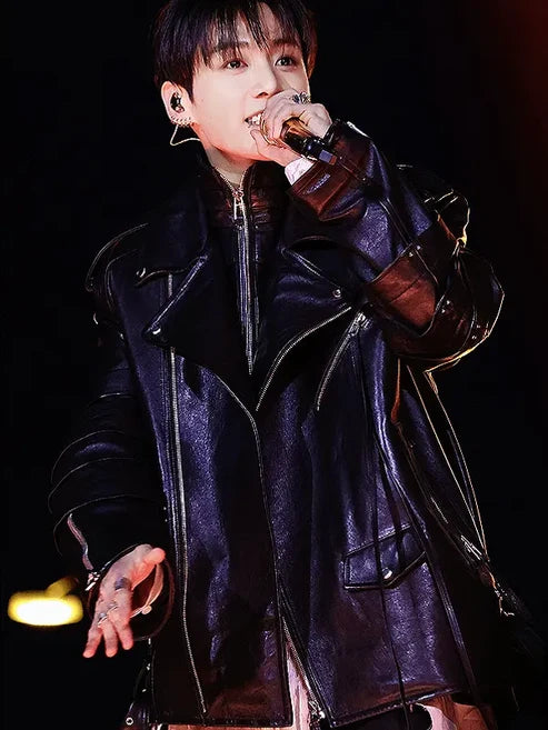 The Comeback Live Arirang Jungkook Black Leather Jacket