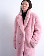 Topshop-Double-Breasted-Teddy-Longline-In-Pink-Coat