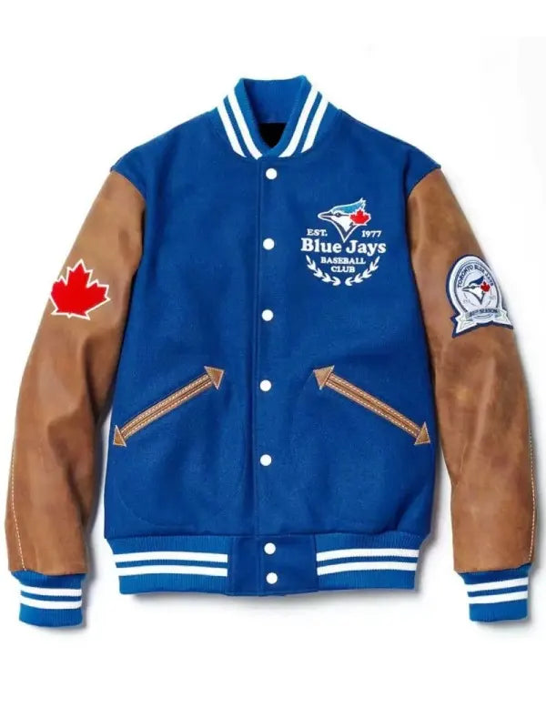 Toronto Blue Jays Blue And Brown Varsity Jacket