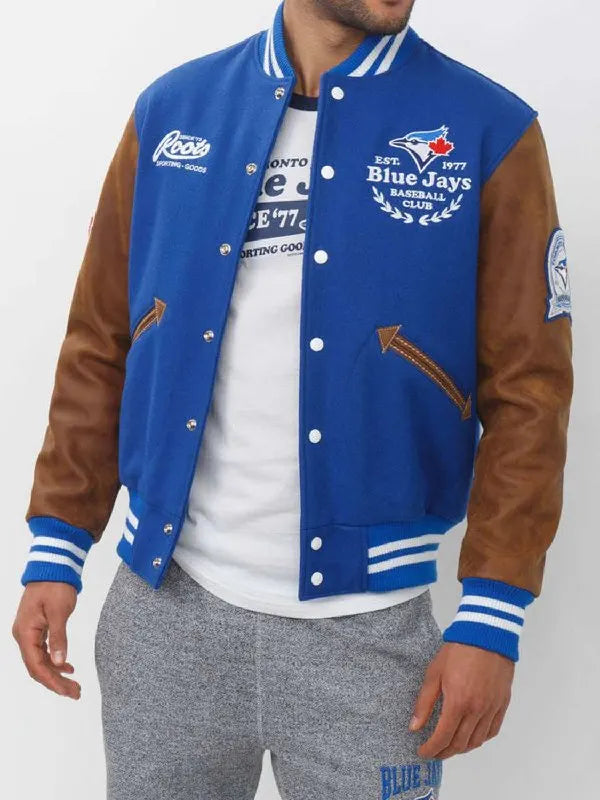Toronto Blue Jays Blue And Brown Varsity Jacket