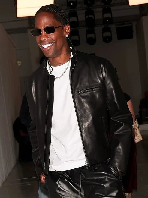 Milan Fashion Week Travis Scott Black Leather Jacket