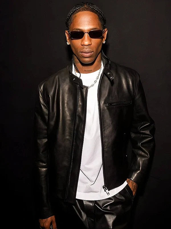 Milan Fashion Week Travis Scott Black Leather Jacket