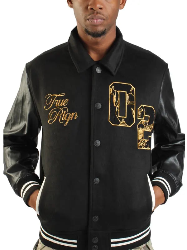 True Religion Varsity Jacket Black And Gold