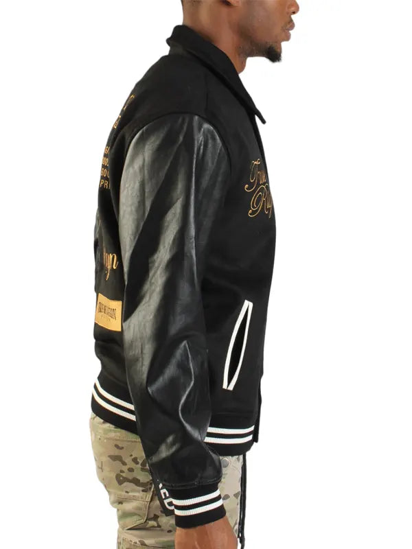 True Religion Varsity Jacket Black And Gold