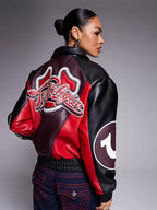 True Religion Varsity Jacket Black And Red