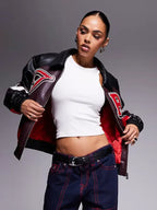 True Religion Varsity Jacket Black And Red