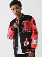 True Religion Varsity Jacket Black And Red