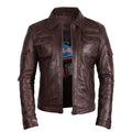 UK Vintage Brown Leather Motorcycle Jacket