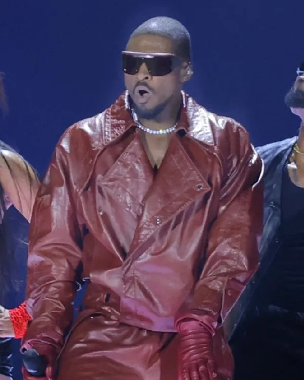 Usher R&B Tour 2026 Red Leather Jacket