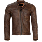 Vintage Racer Biker Brown Slim Fit Jacket