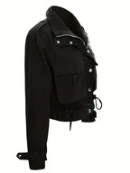 Western Women's Solid Color Button Zipper Pocket Casual Jacket