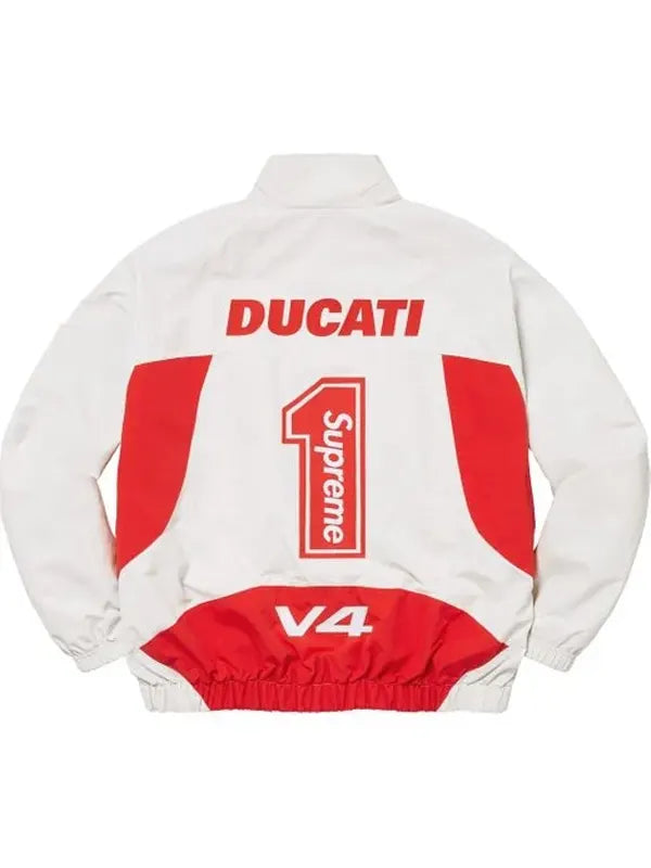 White And Red Supreme Jacket