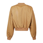 Tan Brown Sheep Leather Bomber Jacket Women Zing Apparel
