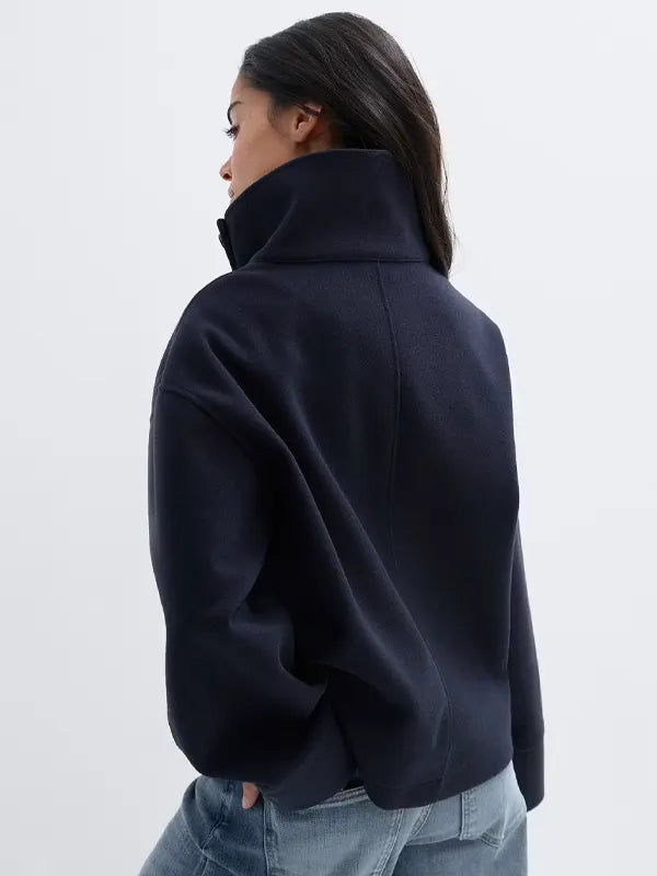 Gina Tricot Short Felt Jacket Blue
