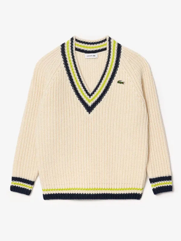 Women's Oversized Wool V-Neck Tennis Sweater