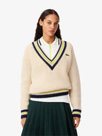 Women's Oversized Wool V-Neck Tennis Sweater