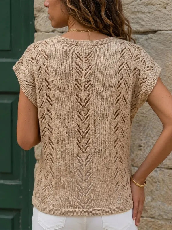 Women's Short Sleeve V-Neck Knit Tee