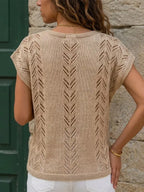 Women's Short Sleeve V-Neck Knit Tee