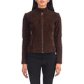 Quilted Mocha Suede Jacket Women, Brown Zing Apparel