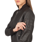 Shane Brown Leather Bomber Jacket Women Zing Apparel