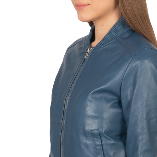Bomber Jacket Women, Sapphire Leather Jacket Zing Apparel