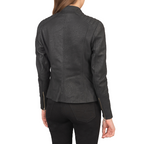 Kelsee Distressed Leather Biker Jacket Women, Black Zing Apparel