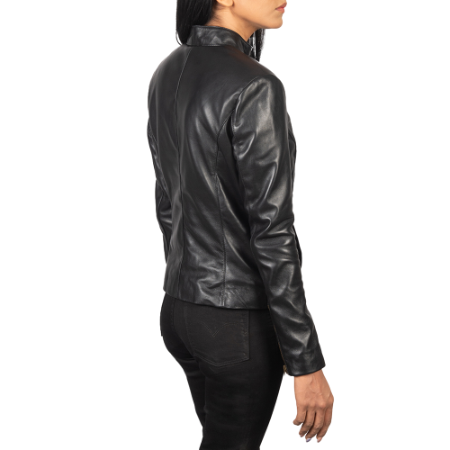 Rmuella Leather Biker Jacket Women, Black Zing Apparel