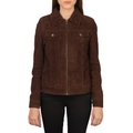 Mocha Trucker Western Suede Jacket Women Zing Apparel