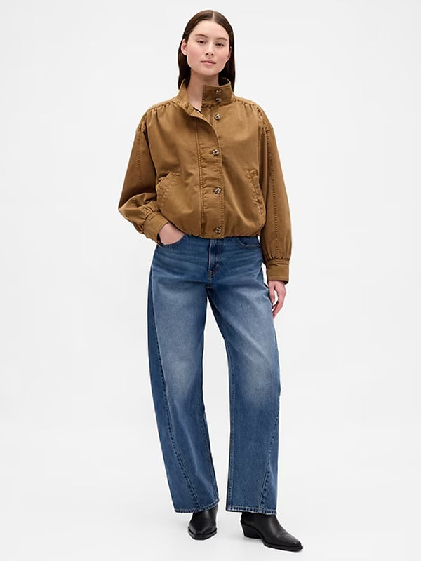 Gap Twill Bubble Jacket Brown