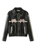 Womens-Pink-Bow-Leather-Oversized-Jacket