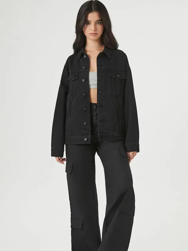 Black Oversized Jean Jacket Womens