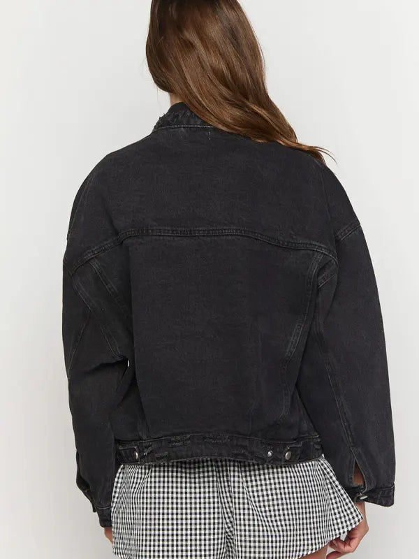 Black Oversized Jean Jacket Womens