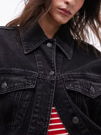 Black Oversized Jean Jacket Womens