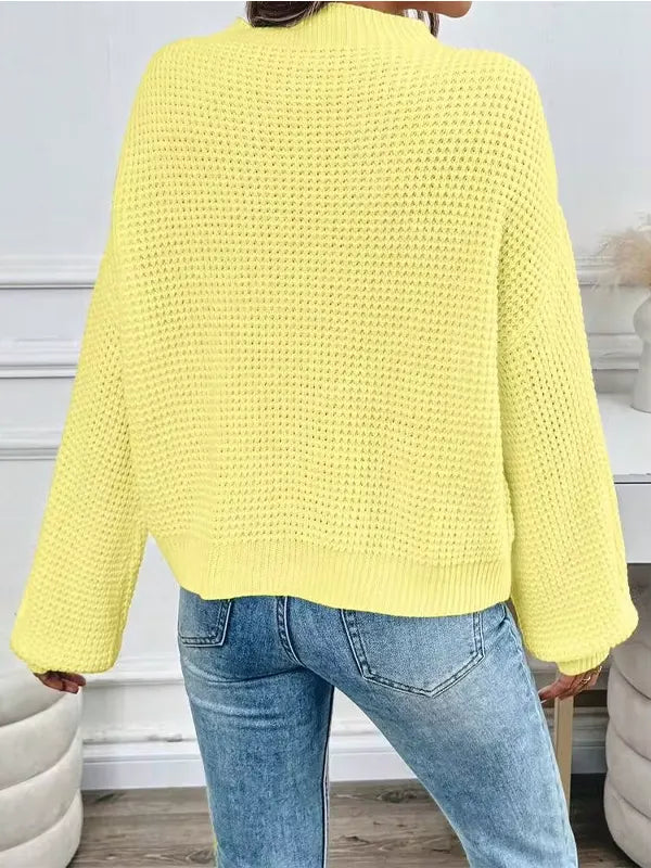 Yellow Crewneck Chunky Knit Sweater