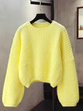 Yellow Crewneck Chunky Knit Sweater