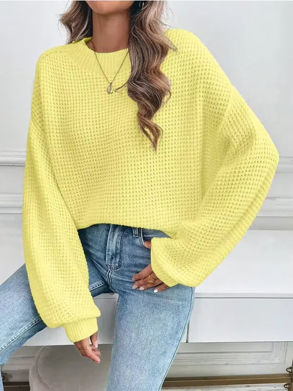 Yellow Crewneck Chunky Knit Sweater