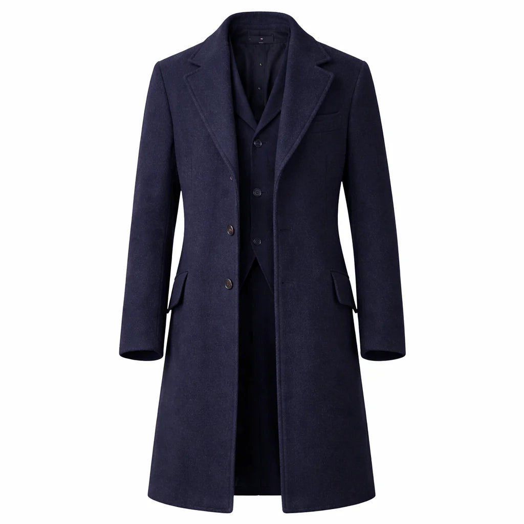 Max Irons Young Sherlock 2026 Wool Blue Coat