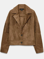Zara Brown Suede Fringe Jacket