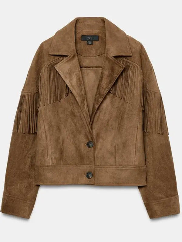 Zara Brown Suede Fringe Jacket
