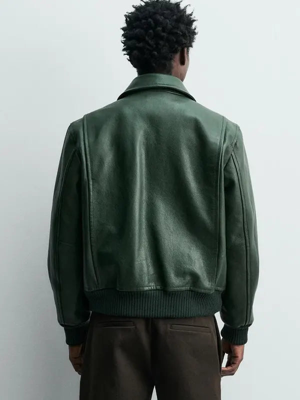 Green Zara Leather Jacket