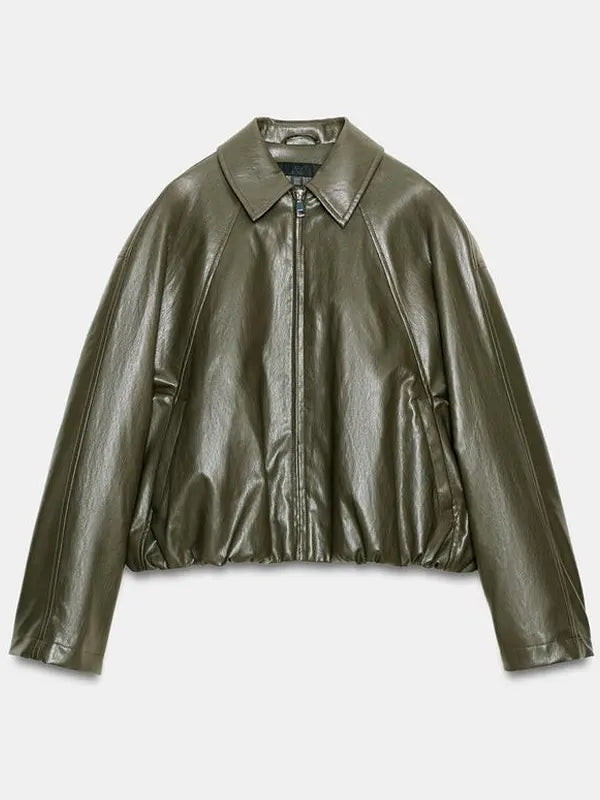 Green Zara Leather Jacket