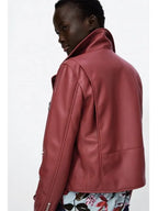 Zara Red Leather Biker Jacket