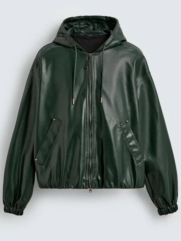 Green Zara Leather Jacket