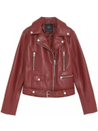 Zara Red Leather Biker Jacket