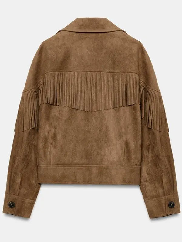 Zara Brown Suede Fringe Jacket