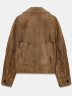 Zara Brown Suede Fringe Jacket