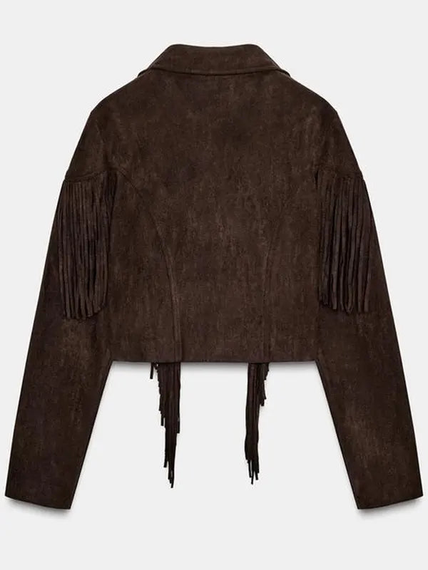 Zara Brown Suede Fringe Jacket