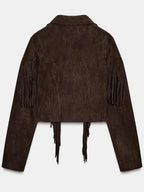 Zara Brown Suede Fringe Jacket