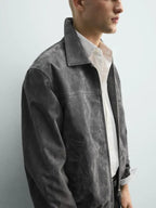 Zara Suede Jacket Men Grey