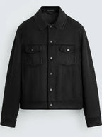 Zara Suede Jacket Men Black